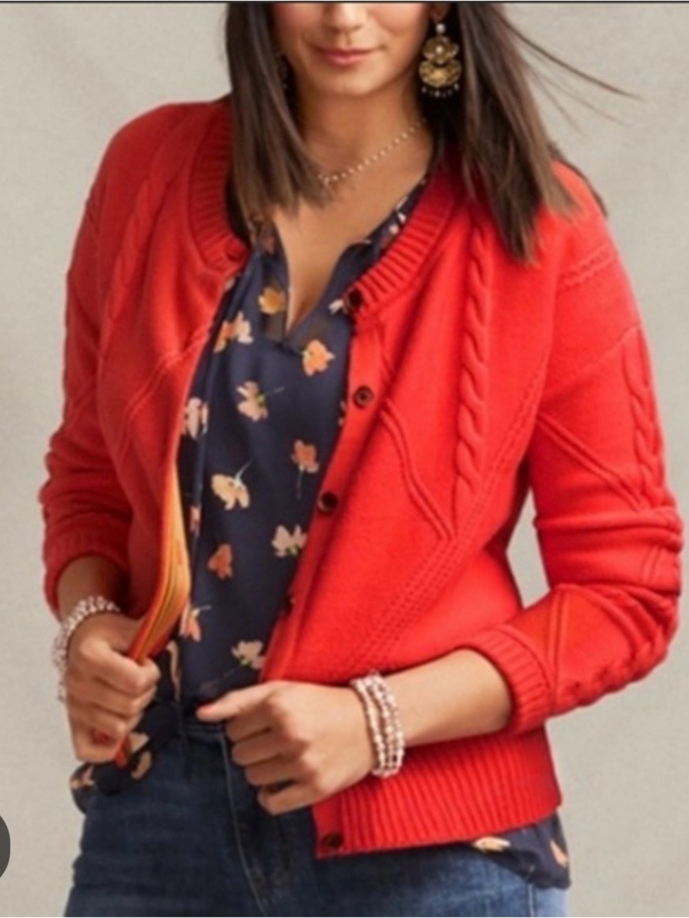 Cabi Style 5449 Citrus Cable-Knit Button Cardigan Sweater - Women size S
